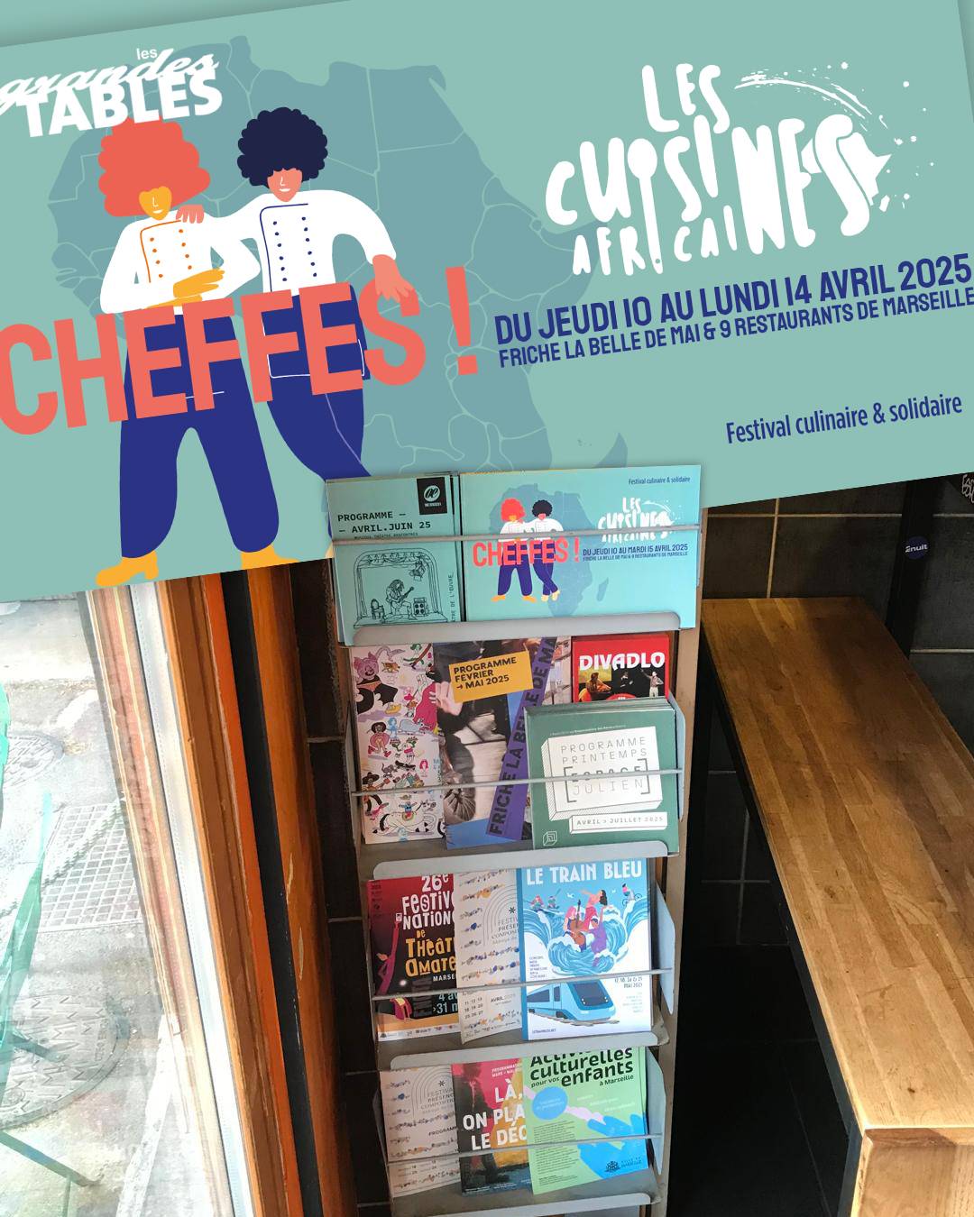 Presentoirs ZeCom - Diffusion Culturel à Marseille Mexicanos - Les Grandes Tables x Cheffes x Les Cuisines Africaines 